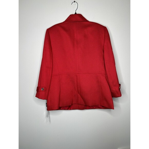 New Tahari Blazer 14 Red All Season Textured Jacket Gold Button NWT - Picture 7 of 8